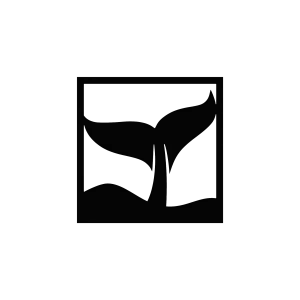 A square piece of wall art featuring a laser-cut whale tail crafted from 16-gauge steel with a matte black finish. The whale tail is raised in a dynamic upward gesture, set within a rectangular frame, conveying a sense of motion. The minimalist design is displayed against a plain background, emphasizing the sleek and modern aesthetic.